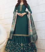 Teal Embroidered Faux Georgette Salwar