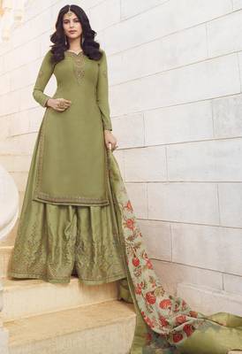 Mehendi Embroidered Faux Georgette Salwar 1