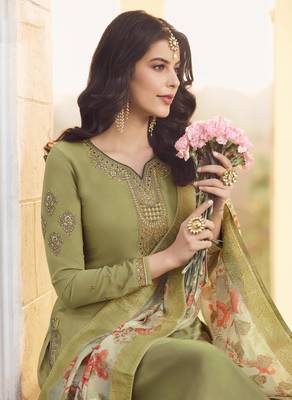Mehendi Embroidered Faux Georgette Salwar 2