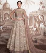 Light-Brown Embroidered Faux Georgette Salwar