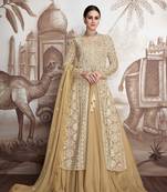 Cream embroidered faux georgette salwar