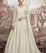 Off-White Embroidered Faux Georgette Salwar