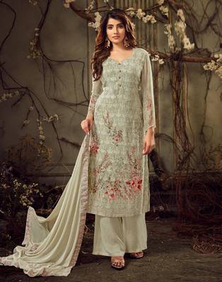 Green resham embroidery pure viscose salwar 1