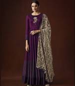 Wine resham embroidery georgette salwar