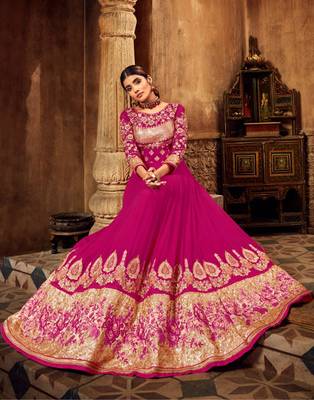 Rani-pink resham embroidery pure georgette salwar 2