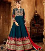 Blue resham embroidery pure georgette salwar