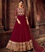 Maroon resham embroidery pure georgette salwar