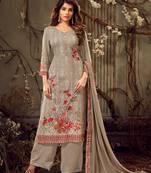 Grey resham embroidery pure viscose salwar