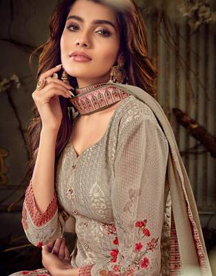 Grey resham embroidery pure viscose salwar 2