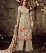 Light-brown resham embroidery pure viscose salwar