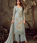 Blue resham embroidery pure viscose salwar