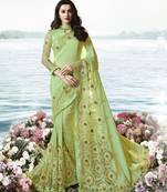 Light Green Embroidered Pure Silk Saree With Blouse