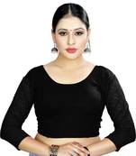 Black Lycra Stretchable Readymade Blouse for Women Long Sleeve 