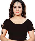 Black Kala Lycra Stretchable Readymade Blouse for Women Short Sleeve with String Dori 