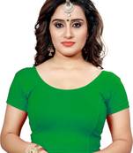 Green Stretchable Readymade Blouse for Women Short Sleeve 