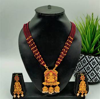 red beaded jewellery necklace sets 1