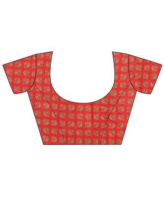 Red printed bhagalpuri silk saree with blouse 5