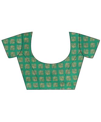 Green printed bhagalpuri silk saree with blouse 5