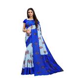 Grey  printed bhagalpuri silk saree with blouse