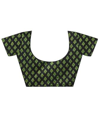 Green printed bhagalpuri silk saree with blouse 5