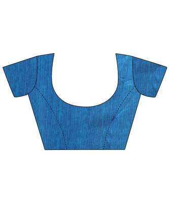 Blue printed bhagalpuri silk saree with blouse 5