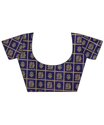 Blue printed bhagalpuri silk saree with blouse 5