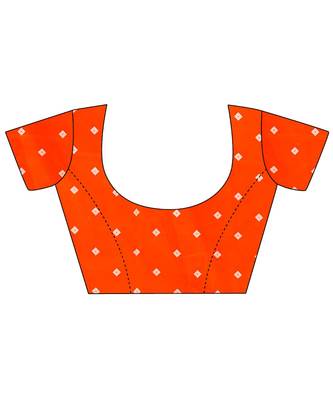 Orange printed bhagalpuri silk saree with blouse 5