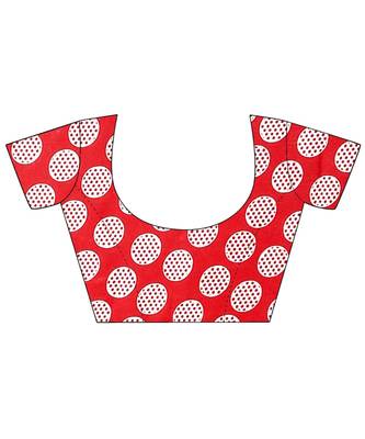 Red printed georgette saree with blouse 5