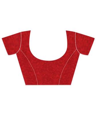 Red printed georgette saree with blouse 5