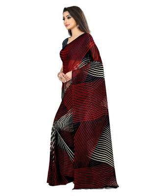 Black printed georgette saree with blouse 2
