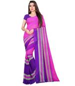 Pink printed georgette saree with blouse
