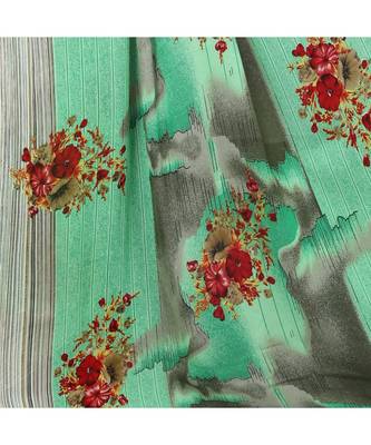 Green printed georgette saree with blouse 5