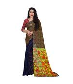 Blue printed georgette saree with blouse