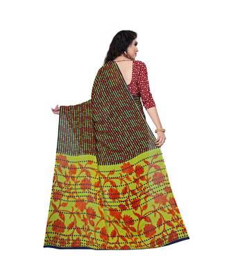 Blue printed georgette saree with blouse 3