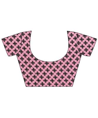 Pink printed georgette saree with blouse 5