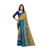 Green printed georgette saree with blouse