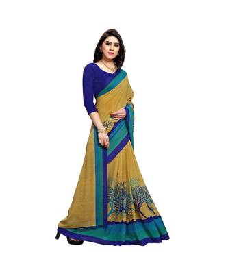 Green printed georgette saree with blouse 4