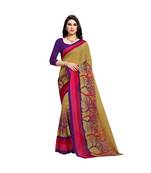 Pink printed georgette saree with blouse