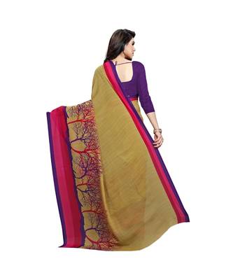 Pink printed georgette saree with blouse 3