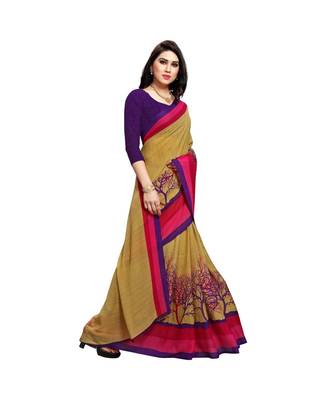 Pink printed georgette saree with blouse 4