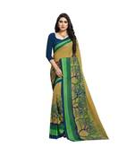 Green printed georgette saree with blouse