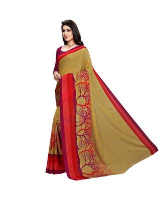 Red printed georgette saree with blouse 2