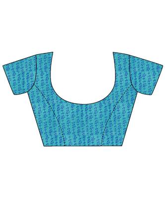 Blue printed georgette saree with blouse 5