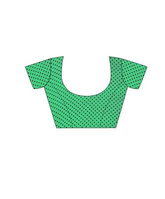 Green printed georgette saree with blouse 5