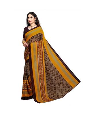 Brown printed georgette saree with blouse 2