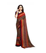 Purple printed georgette saree with blouse