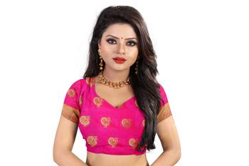 Pink Cotton Silk Gold Woven Peacock Design Saree With Blouse 3