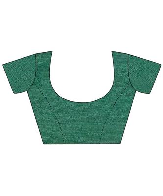 Green printed cotton saree with blouse 5