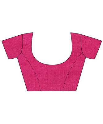 Pink printed cotton saree with blouse 5