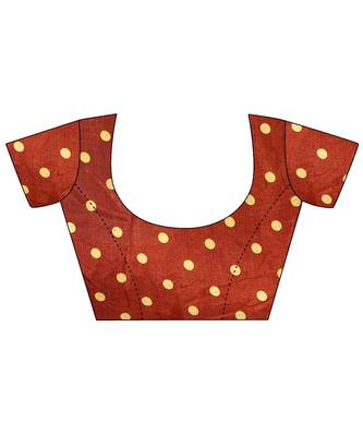 Orange printed cotton saree with blouse 5